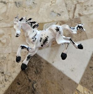 Horse Brooch Pin Enamel Black White Gold Tone Equestrian Mustang Stallion